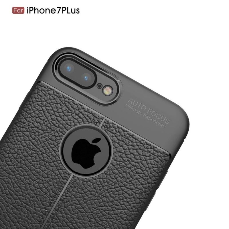 Hülle Für iPhone 7 Plus / 8 Plus Schwarz Doppellinien-Litschileder-Effekt