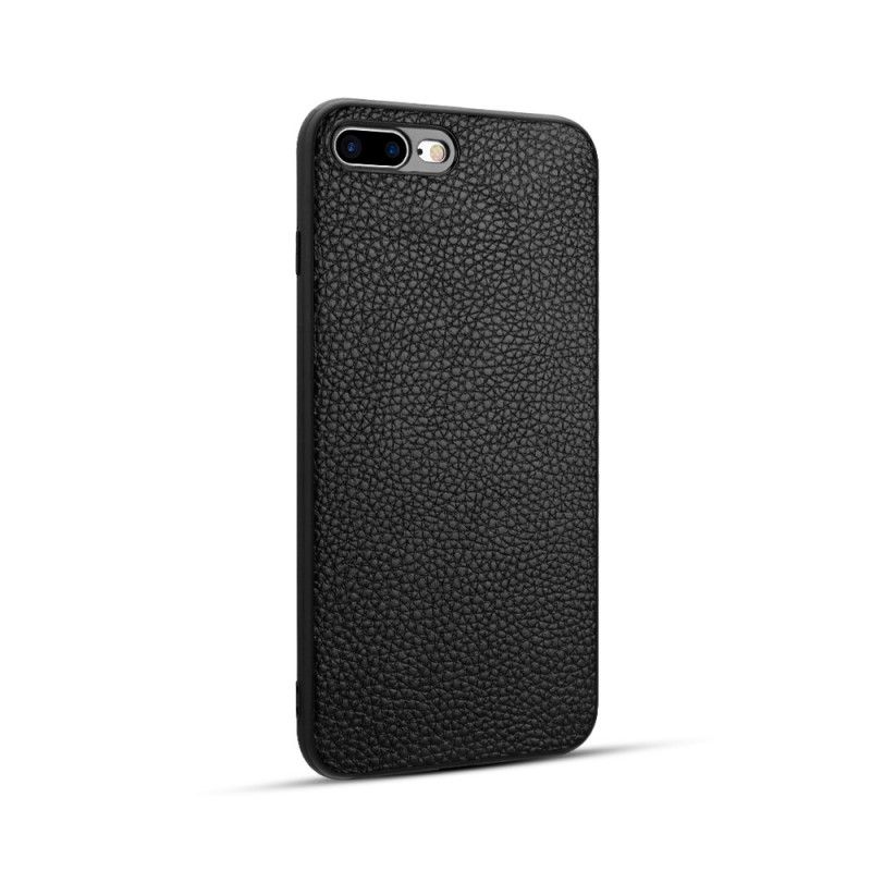 Hülle iPhone 7 Plus / 8 Plus Schwarz Echtes Litschileder