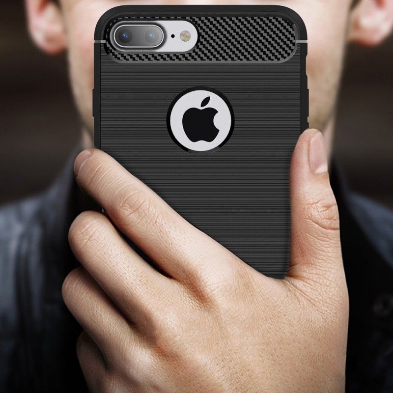Hülle iPhone 7 Plus / 8 Plus Schwarz Ultra Gebürstete Kohlefaser