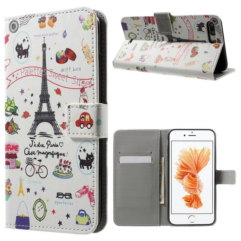 Lederhüllen iPhone 7 Plus / 8 Plus Ich Liebe Paris