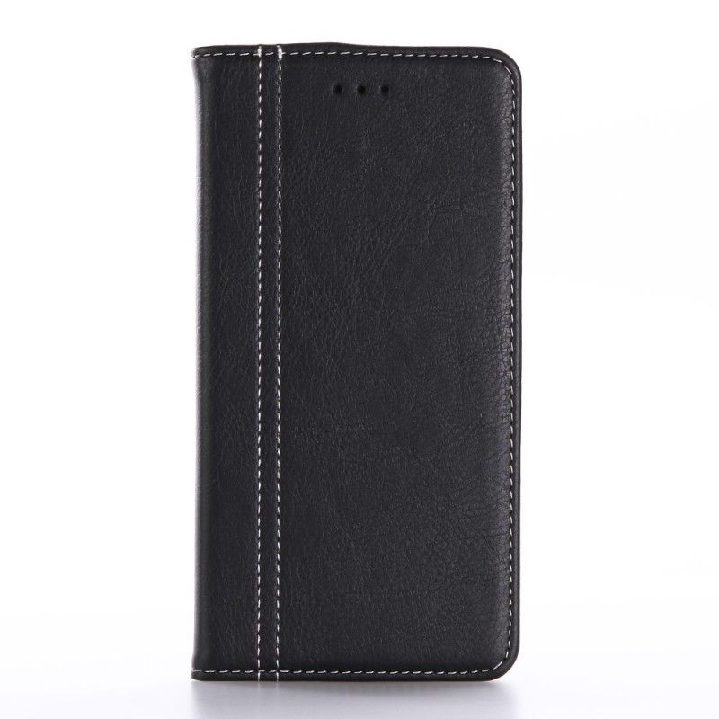 Lederhüllen iPhone 7 Plus / 8 Plus Schwarz Doppellinien-Ledereffekt