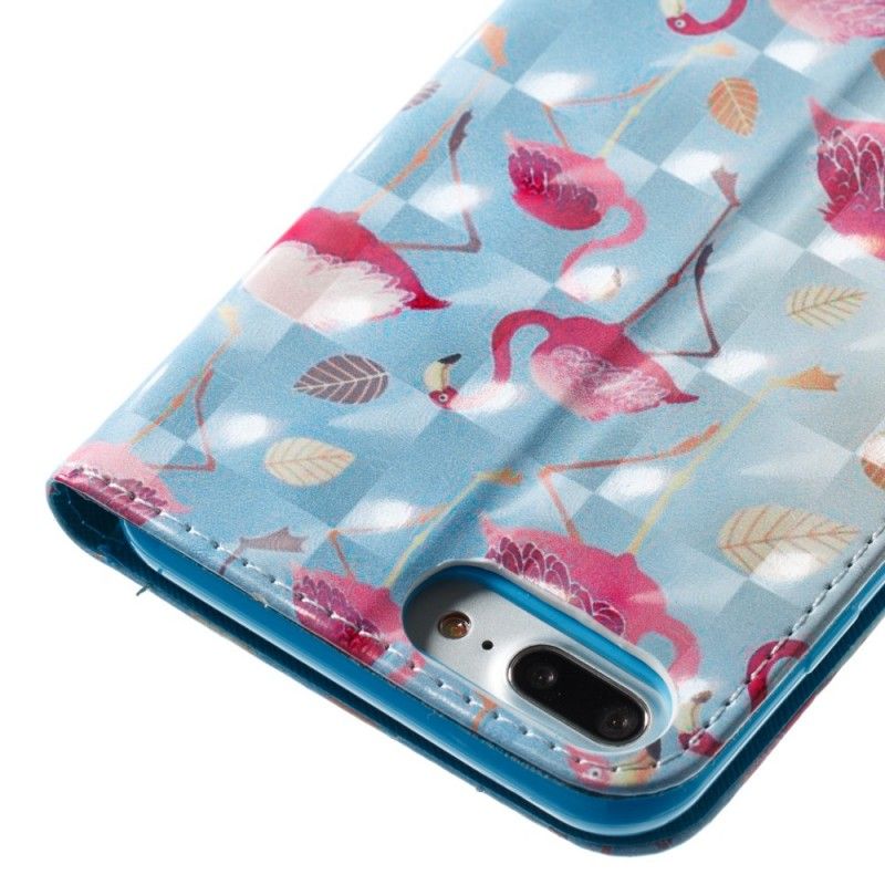 Lederhüllen iPhone 7 Plus / 8 Plus Weiß Mehrere Flamingos