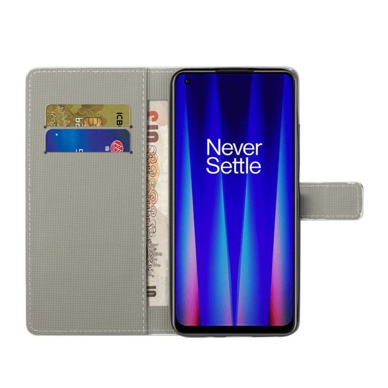 Flip Case Für OnePlus Nord CE 2 5G Neon-schmetterlinge