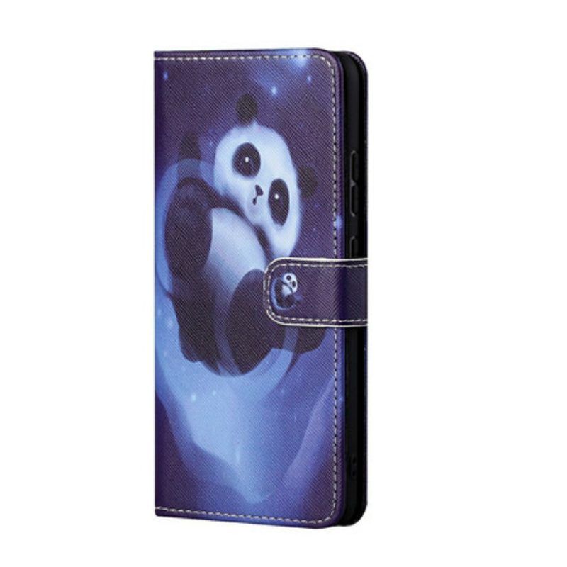 Flip Case Für Poco M3 Pro 5G Mit Kordel Panda Space Mit Schlüsselband