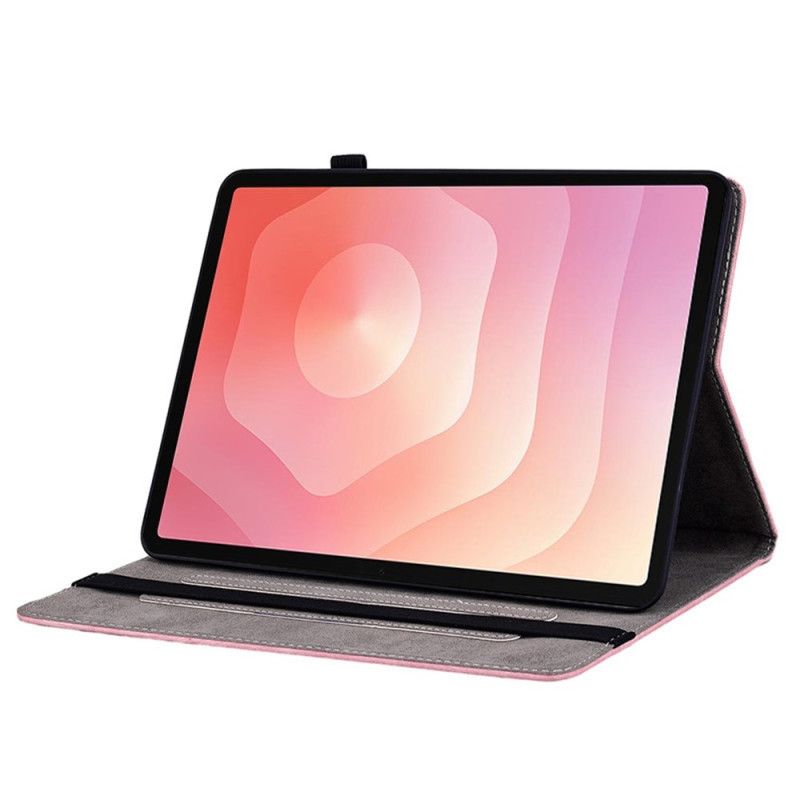 Case Für Samsung Galaxy Tab S11 Blumenmuster In Wildlederoptik