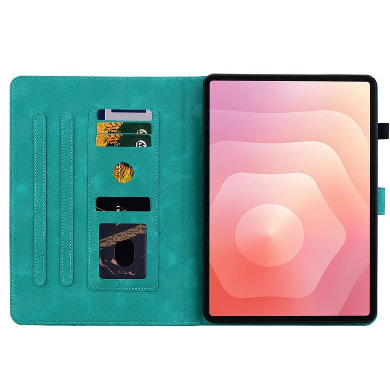 Lederhüllen Samsung Galaxy Tab S11 Handyhülle Blumenmuster In Wildlederoptik