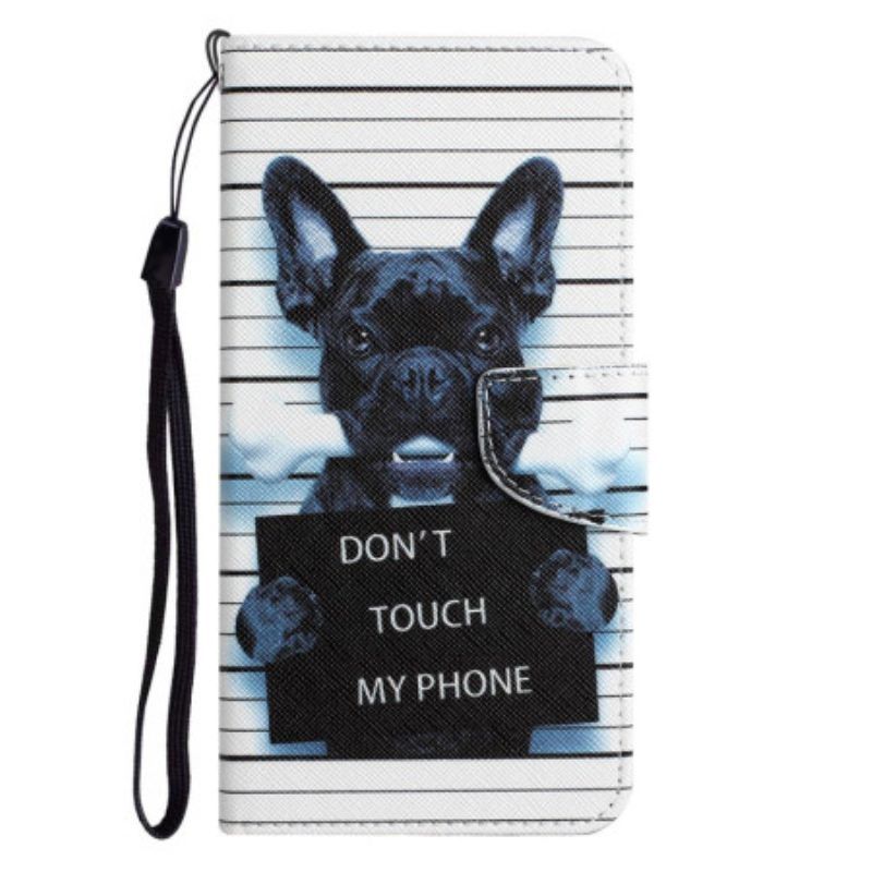 Flip Case Für Samsung Galaxy A14 / A14 5G Mit Kordel Hund Nicht Berühren Mit Lanyard