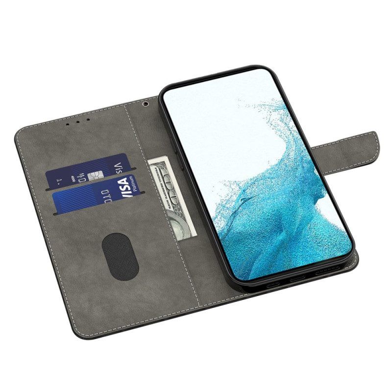 Flip Case Für Samsung Galaxy A14 / A14 5G Mit Kordel Riemenrosen