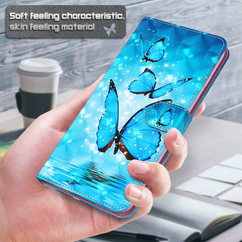 Flip Case Für Samsung Galaxy A14 / A14 5G Mit Kordel Tanga-schmetterlinge