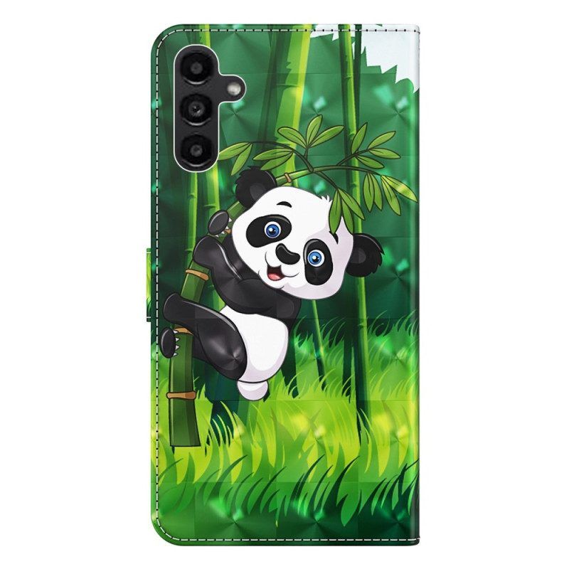 Flip Case Für Samsung Galaxy A14 / A14 5G Panda-bambus