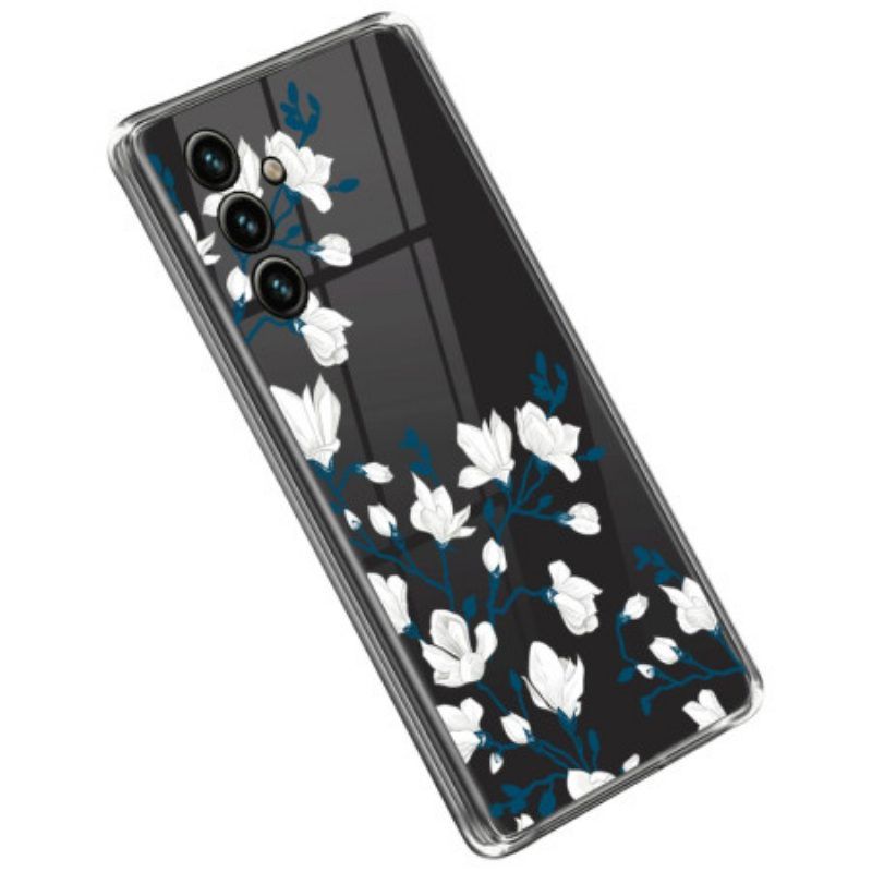 Hülle Für Samsung Galaxy A14 / A14 5G Nahtlose Weiße Blumen