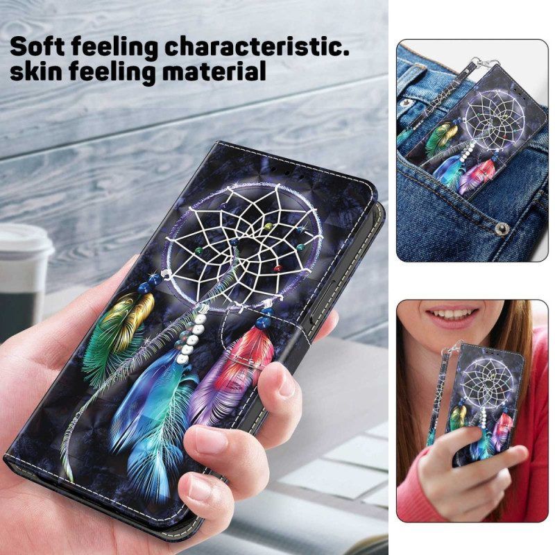 Lederhüllen Für Samsung Galaxy A14 / A14 5G Mit Kordel Riemen-traumfänger