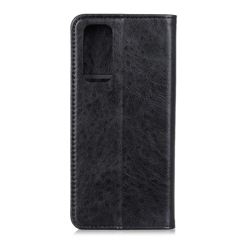 Flip Case Realme 7 Schwarz Dezenter Lederstil