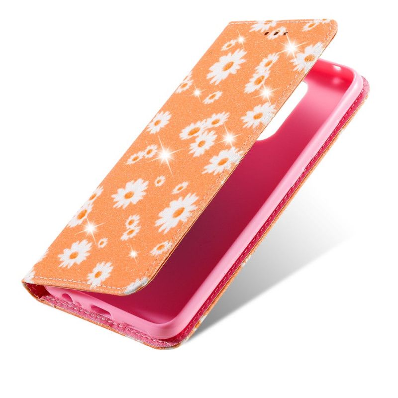 Flip Case Für Xiaomi Redmi Note 9 Pink Gänseblümchen