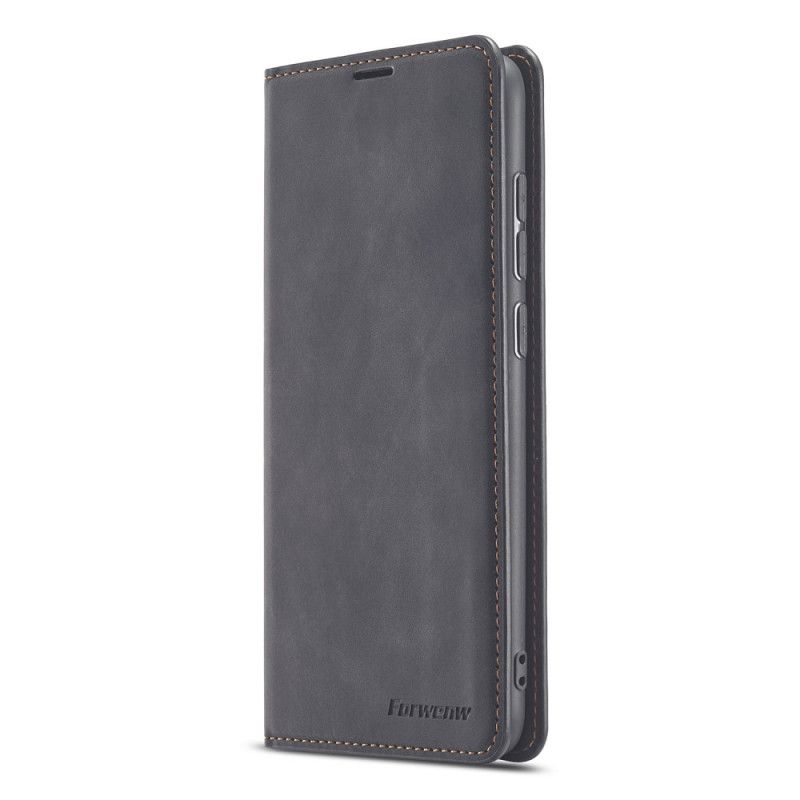 Flip Case Für Xiaomi Redmi Note 9 Schwarz Forwenw Ledereffekt