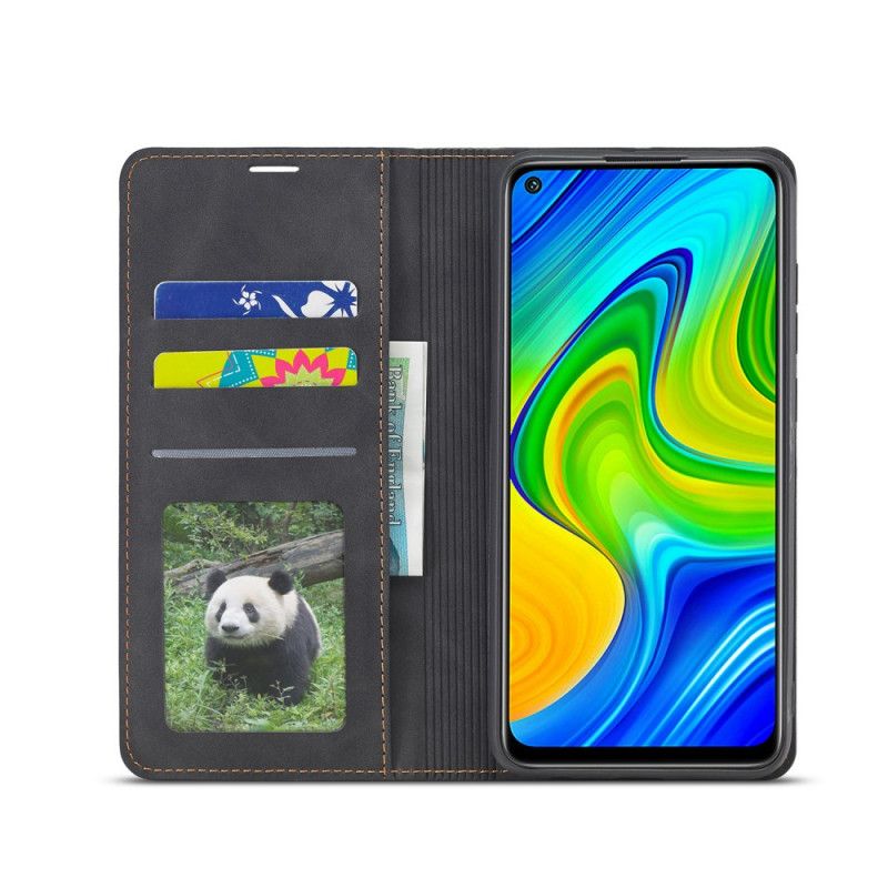 Flip Case Für Xiaomi Redmi Note 9 Schwarz Forwenw Ledereffekt