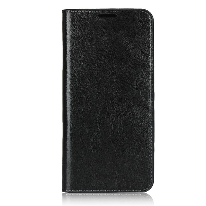 Flip Case Xiaomi Redmi Note 9 Schwarz Echtes Leder