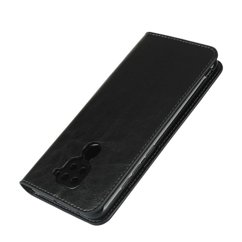 Flip Case Xiaomi Redmi Note 9 Schwarz Echtes Leder