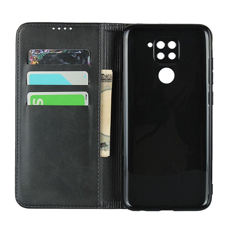 Flip Case Xiaomi Redmi Note 9 Schwarz Premium-Kunstledernähte