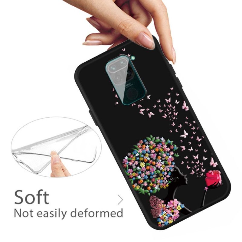 Hülle Xiaomi Redmi Note 9 Frau Mit Geblühtem Kopf