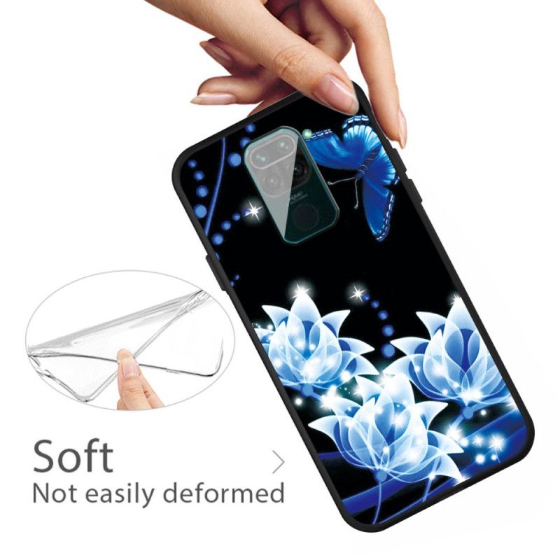Hülle Xiaomi Redmi Note 9 Handyhülle Schmetterling Und Blaue Blüten
