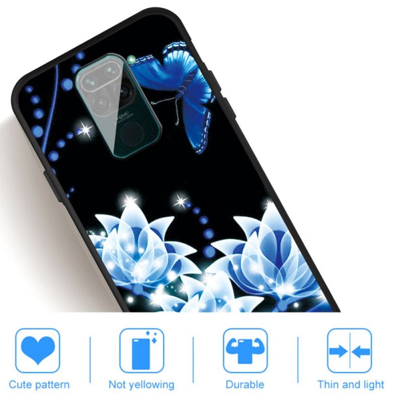 Hülle Xiaomi Redmi Note 9 Handyhülle Schmetterling Und Blaue Blüten