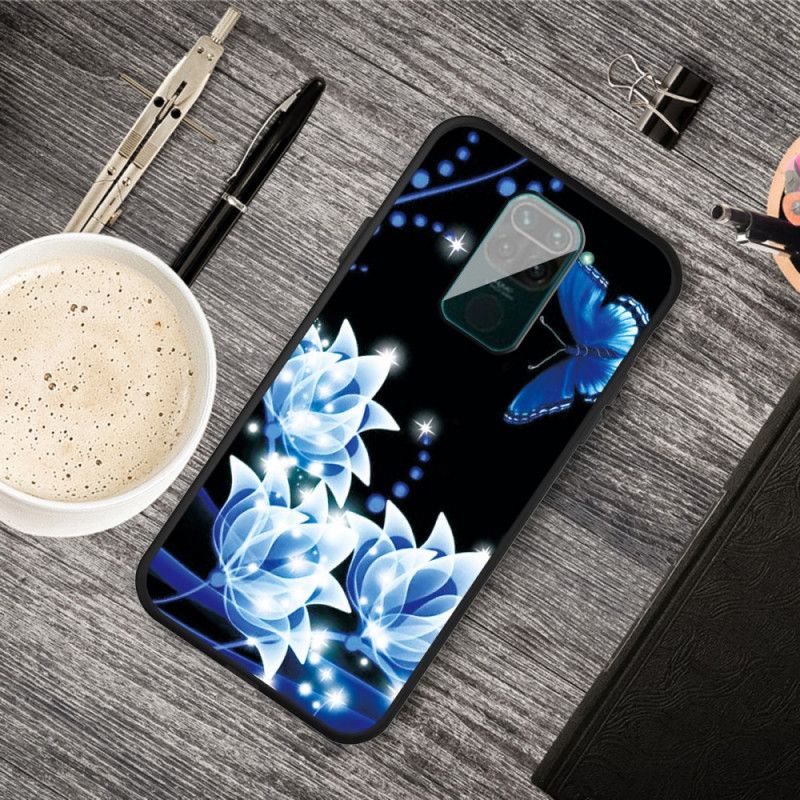 Hülle Xiaomi Redmi Note 9 Handyhülle Schmetterling Und Blaue Blüten