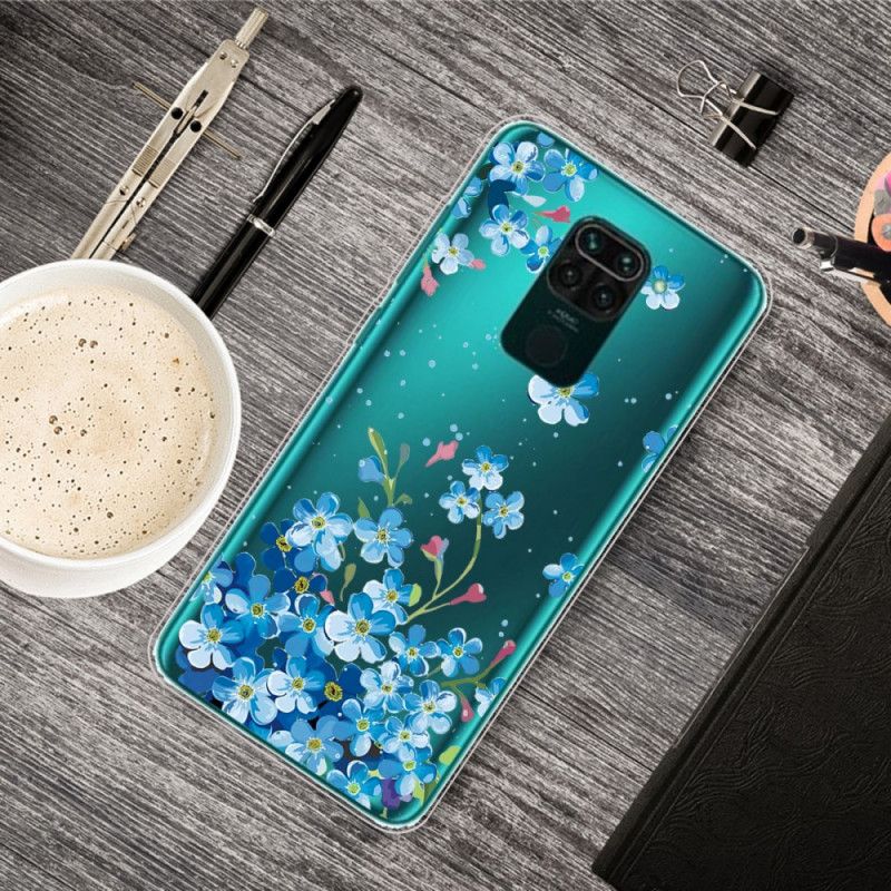 Hülle Xiaomi Redmi Note 9 Handyhülle Strauß Blauer Blumen