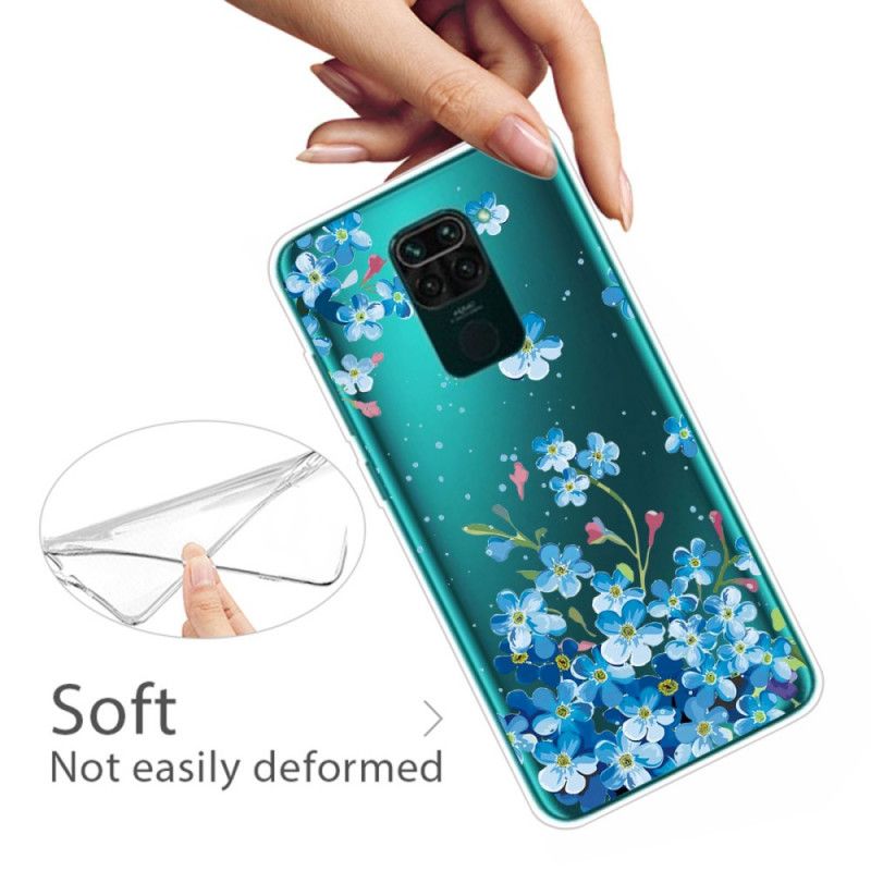 Hülle Xiaomi Redmi Note 9 Handyhülle Strauß Blauer Blumen