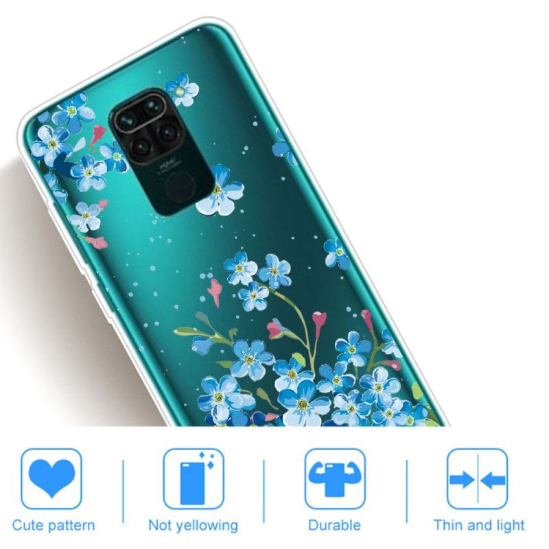 Hülle Xiaomi Redmi Note 9 Handyhülle Strauß Blauer Blumen