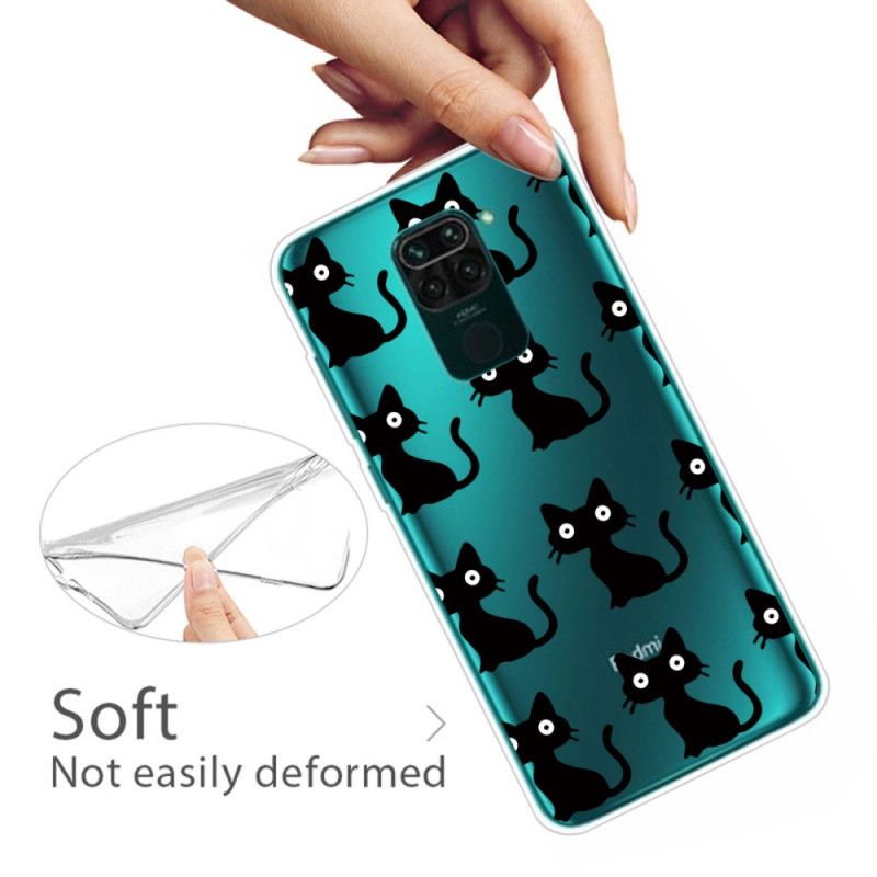 Hülle Xiaomi Redmi Note 9 Mehrere Schwarze Katzen