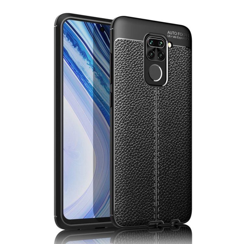Hülle Xiaomi Redmi Note 9 Schwarz Doppellinien-Litschileder-Effekt