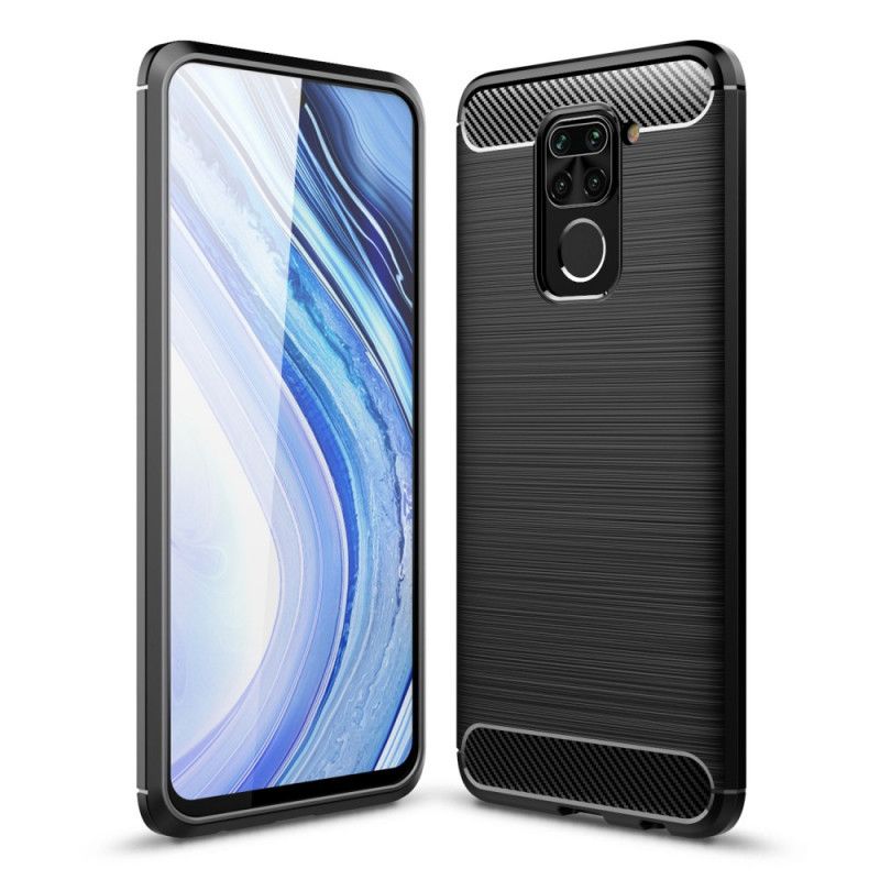 Hülle Xiaomi Redmi Note 9 Schwarz Handyhülle Gebürstete Kohlefaser