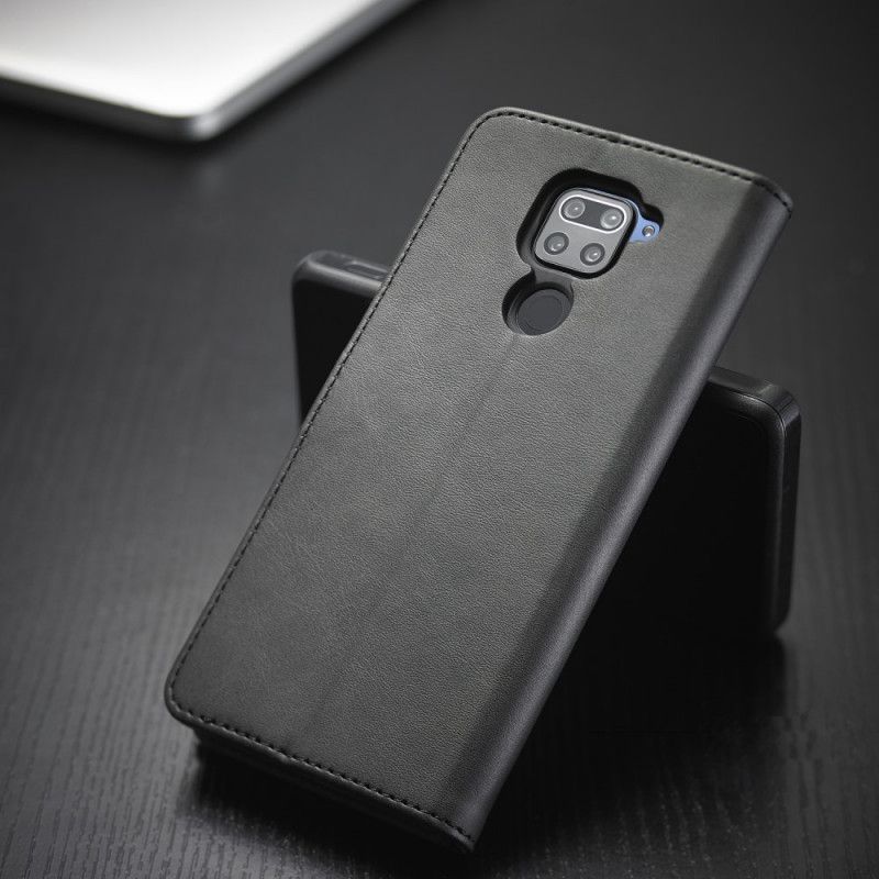 Lederhüllen Xiaomi Redmi Note 9 Schwarz Handyhülle Lc.Imeeke Ledereffekt