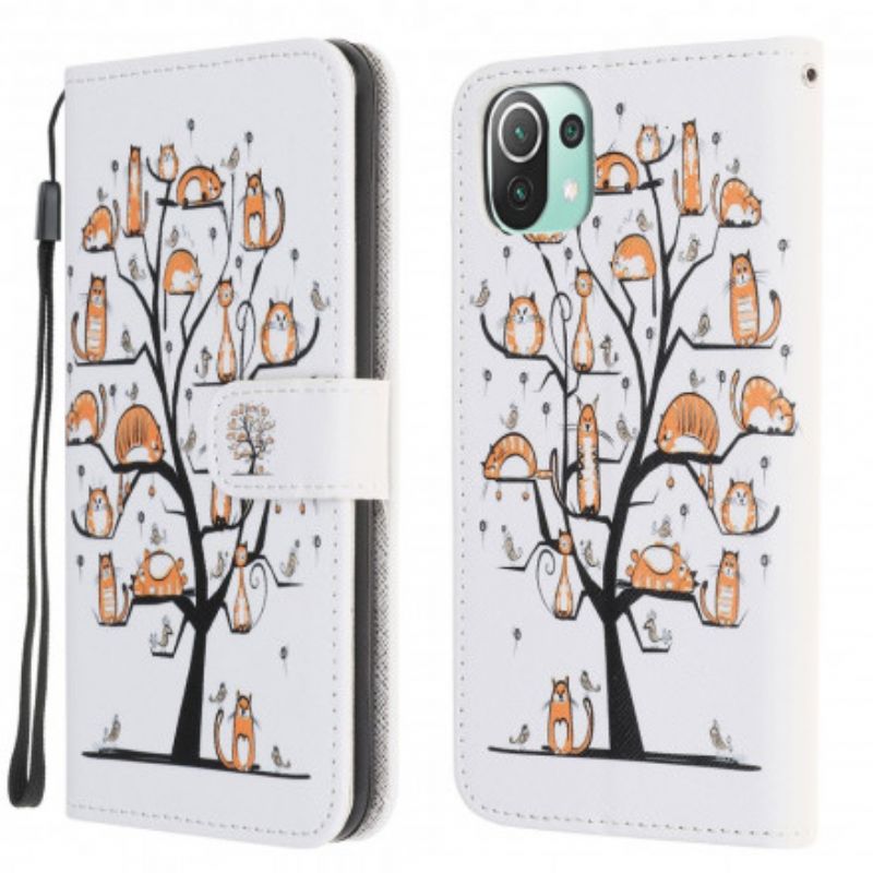 Lederhüllen Xiaomi Mi 11 Lite 5g Ne / Mi 11 Lite 4g / 5g Handyhülle Funky Cats Riemchen