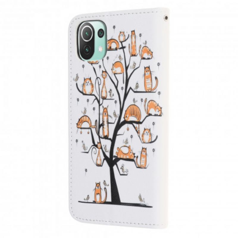 Lederhüllen Xiaomi Mi 11 Lite 5g Ne / Mi 11 Lite 4g / 5g Handyhülle Funky Cats Riemchen