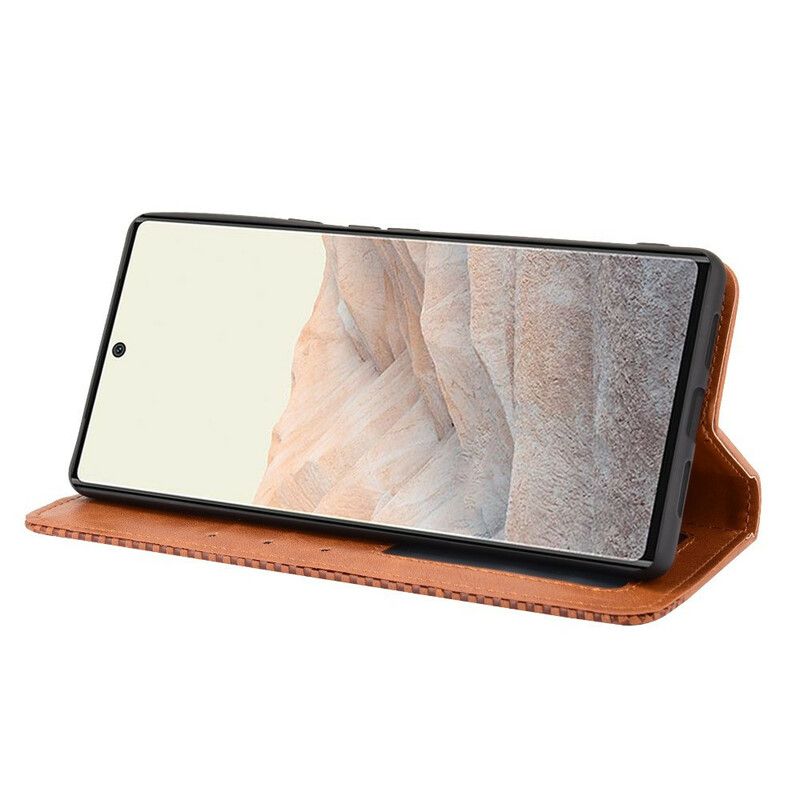 Flip Case Für Google Pixel 6 Pro Stilisierter Vintage-ledereffekt