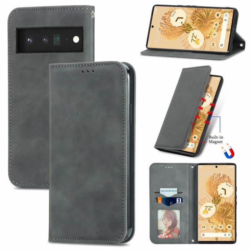 Flip Case Google Pixel 6 Pro Hautnahes Vintage-design