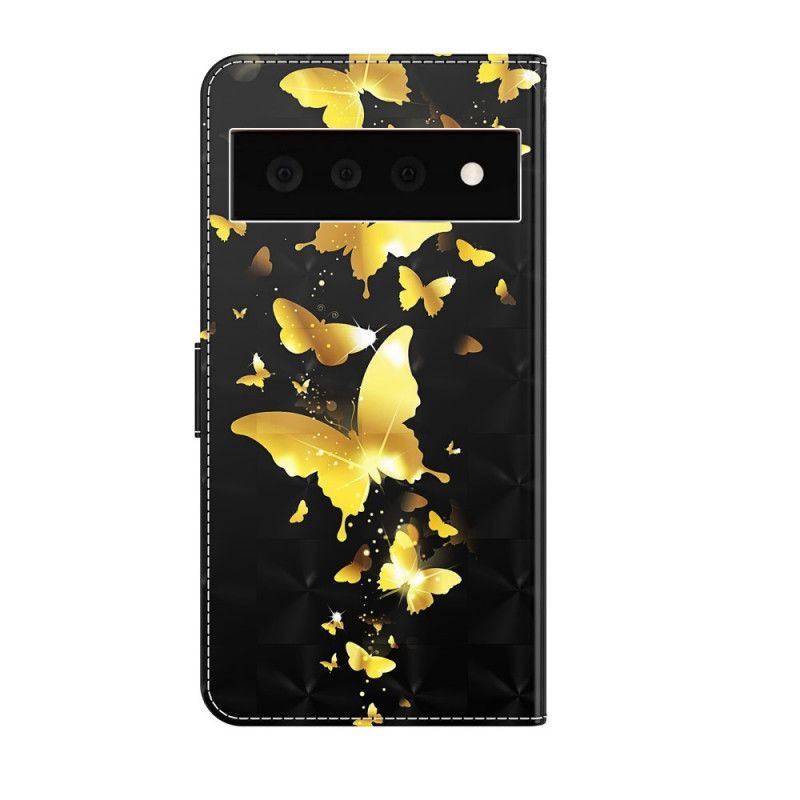 Lederhüllen Für Google Pixel 6 Pro Gelbe Schmetterlinge