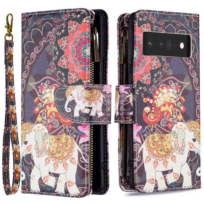 Lederhüllen Google Pixel 6 Pro Elefant-tasche Mit Reißverschluss