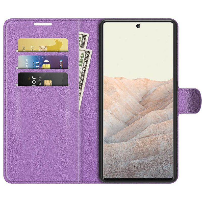 Lederhüllen Google Pixel 6 Pro Handyhülle Klassisches Litschi-kunstleder