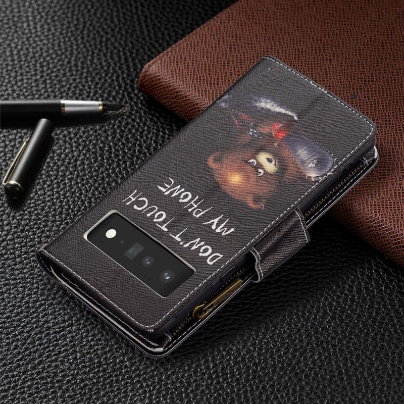 Lederhüllen Google Pixel 6 Pro Handyhülle Taschenbär Mit Reißverschluss