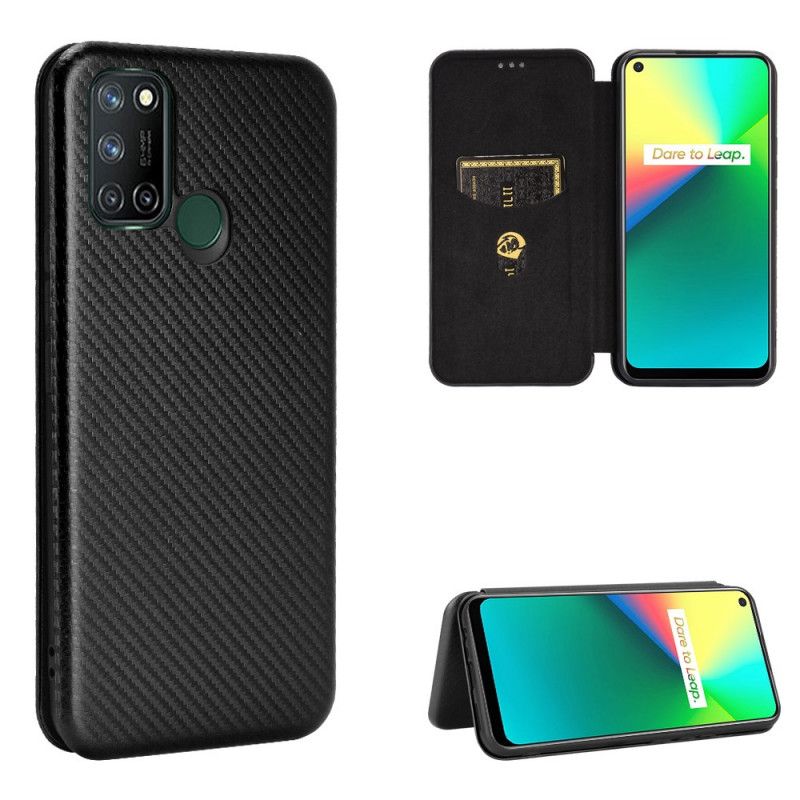 Flip Case Für Realme 7i Schwarz Kohlenstoffsilikon