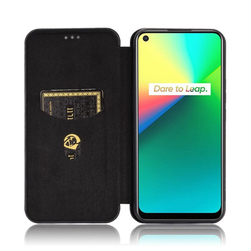 Flip Case Für Realme 7i Schwarz Kohlenstoffsilikon