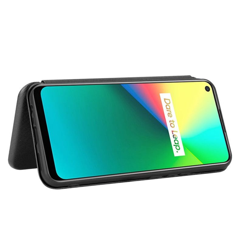 Flip Case Für Realme 7i Schwarz Kohlenstoffsilikon