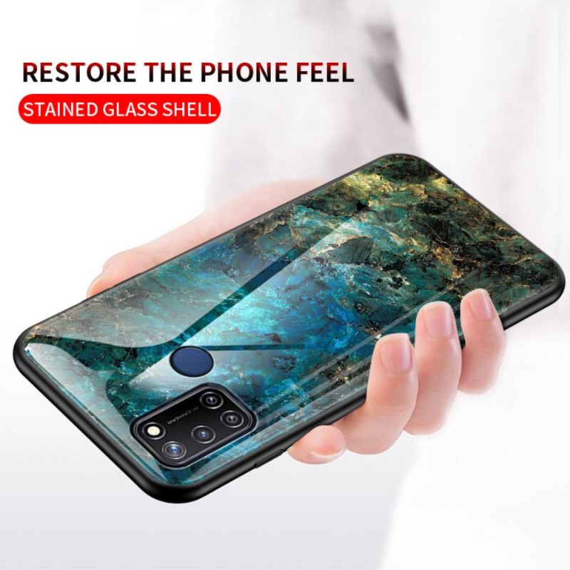 Hülle Realme 7i Schwarz Gehärtetes Glas In Premiumfarben