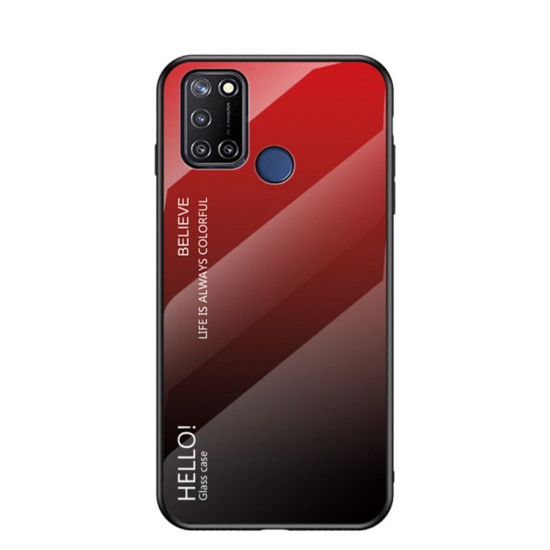 Hülle Realme 7i Schwarz Hallo Gehärtetes Glas