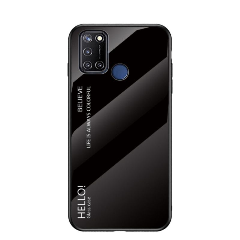 Hülle Realme 7i Schwarz Hallo Gehärtetes Glas