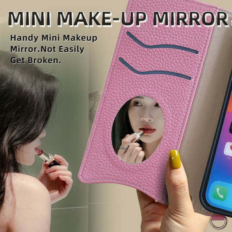 Lederhüllen Für Oneplus 13 Zweifarbige Geldbörse Mit Kette