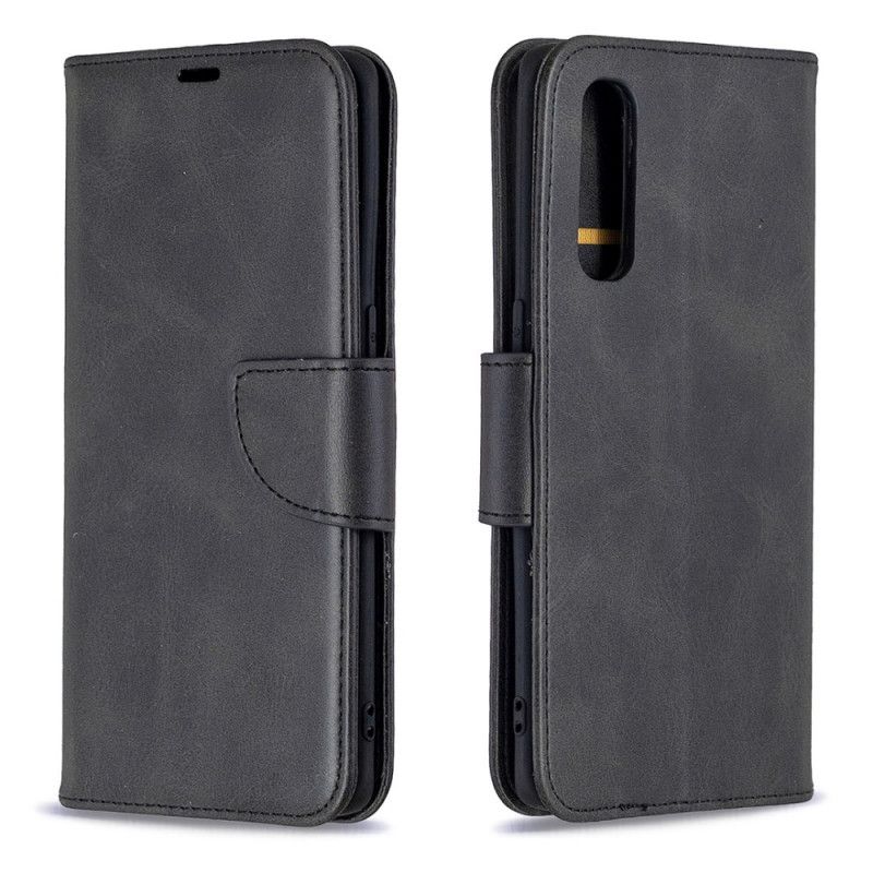 Lederhüllen Für Oppo Find X2 Neo Schwarz Glatte Schräge Klappe